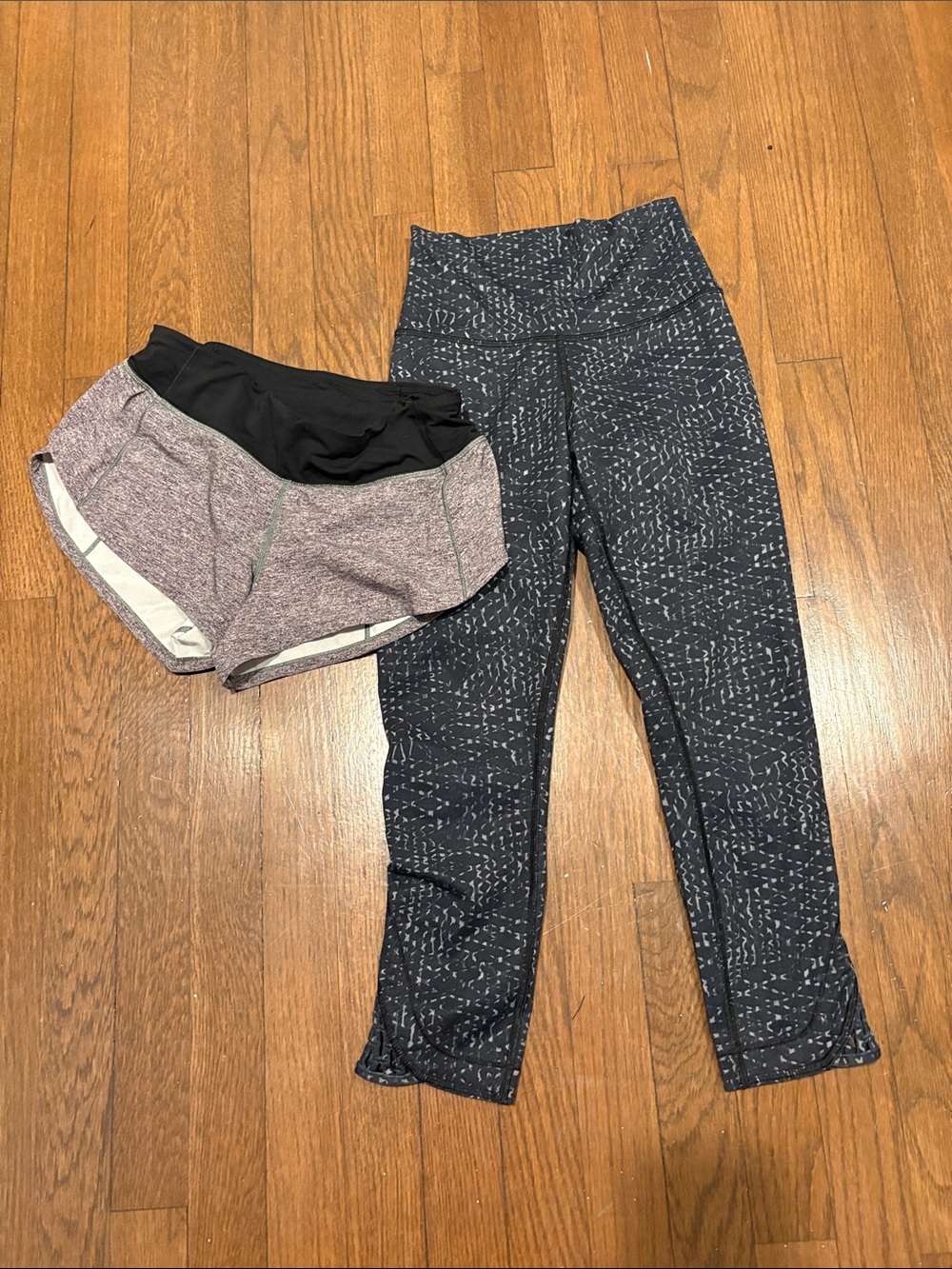 Lululemon Leggings and Running Shorts - Black with Marled gray